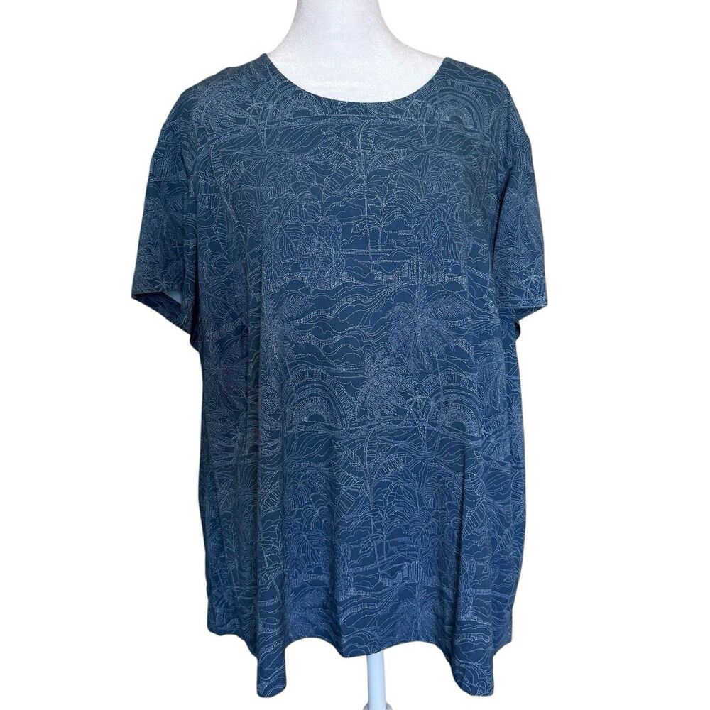 J. Jill NWT Blue Tropical Print Blouse Flowy Lightweight Women Size XL